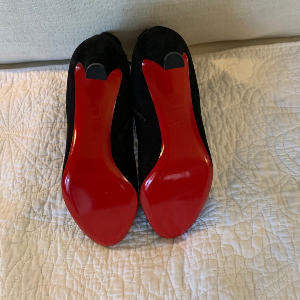 Christian Louboutin Black Suede Ankle Booties with Red Soles - Picture 3 of 6